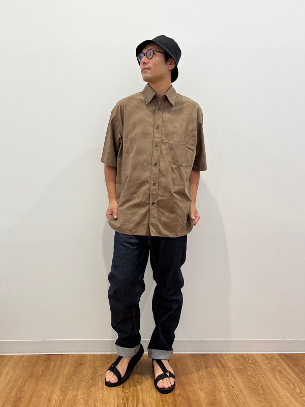 UNIQLO U オーバーサイズチェックシャツ/5分袖 BROWN L - メルカリ