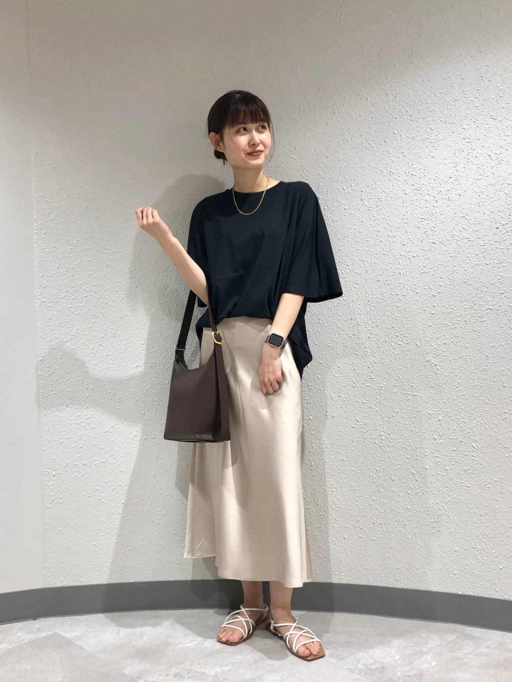 サイド切り替えサテンスカート