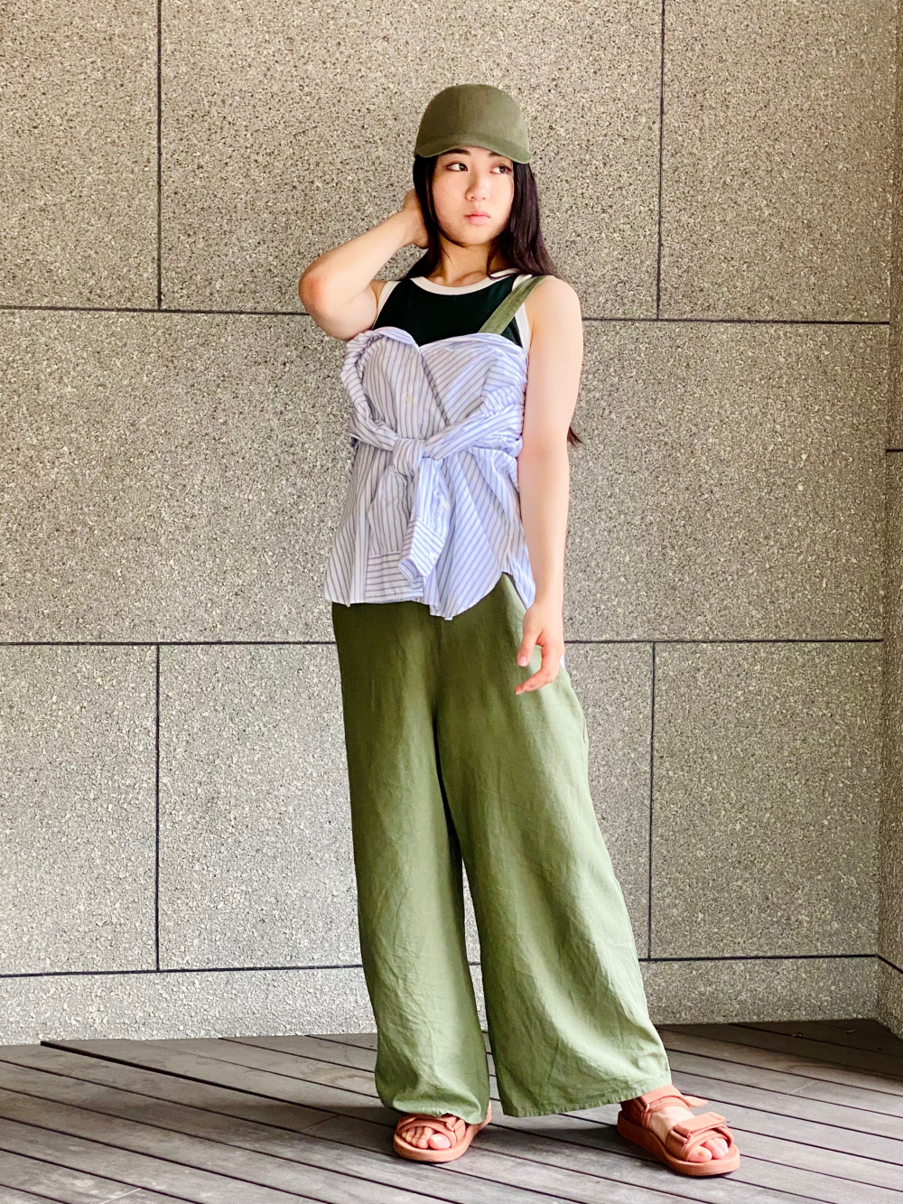 エアリズムコットンオーバーサイズTシャツ/5分袖、感動イージーパンツ