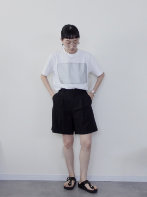 Cider◆リネンブレンド プリーツ ショートパンツ【送料込み】 リネンブレンドショートパンツ/AMERICAN HOLIC（アメリカン