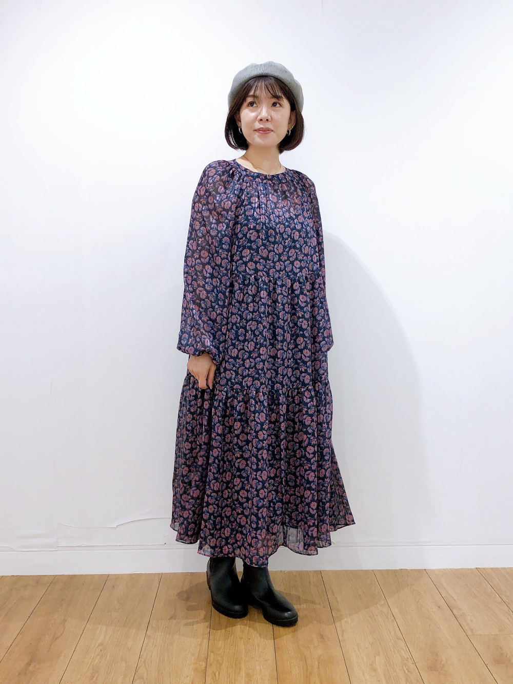 シアープリントロングワンピース」の着用コーディネート