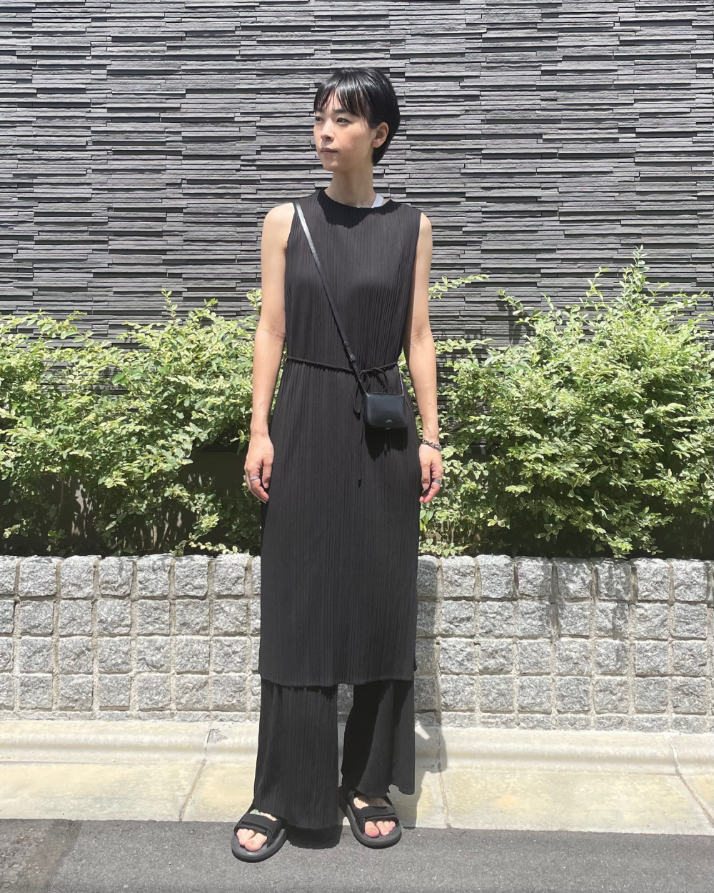 プリーツワンピース/ノースリーブ、ホルターネックブラタンクトップ