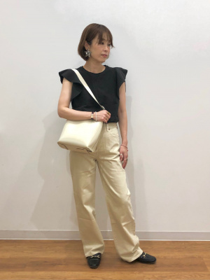 新品　ユニクロ　ラッフルスリーブTシャツ　白XL ユニクロ公式 | ラッフルスリーブT（半袖）