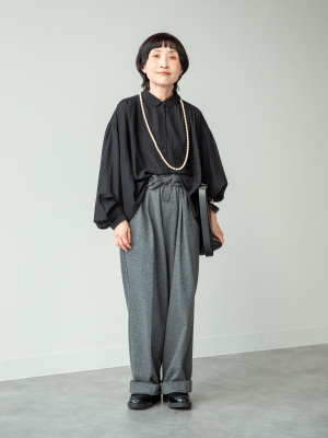 ユニクロ欧州特別コレクション　タックワイドパンツ　ヘリンボーン　XL ユニクロ公式 | タックワイドパンツ／ヘリンボーン