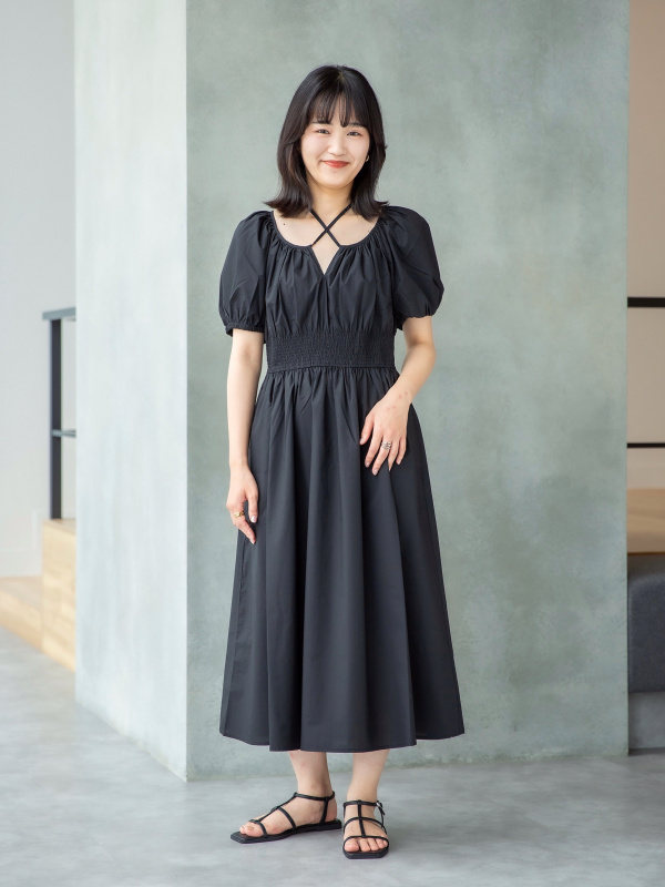 ワンピース Cotton Voile Check Volume Sleeve Dress Check styling ideas for「Volume Sleeve Dress」｜UNIQLO VN