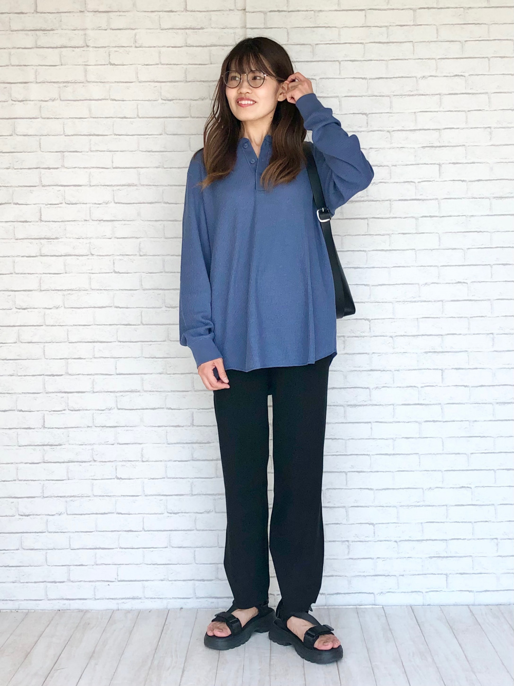ウォッシャブルニットリブパンツ/丈長め」の着用コーディネート