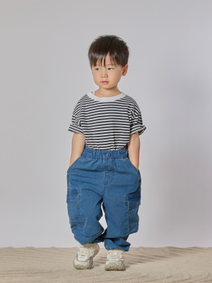 2024年　UNIQLO ユニクロ　キッズ　160 デニム　カーゴパンツ　暖パン 2024年 UNIQLO ユニクロ キッズ 160 デニム カーゴパンツ 暖パン