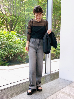 ユニクロ公式 | ドットメッシュクロップドTシャツ