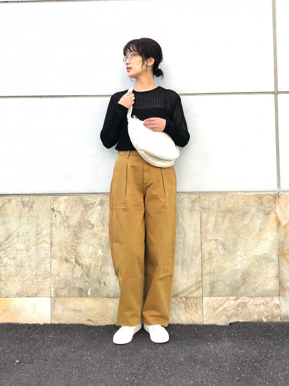 グルーデコセット レースクルーネックセーター、ワイドフィットパラシュートカーゴ