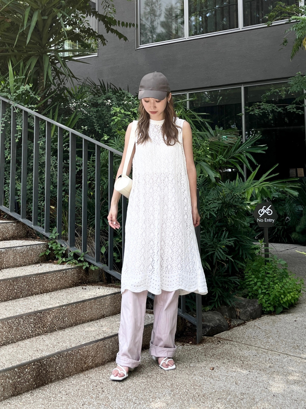 オーバーサイズポケツキTシャツ/5分袖、デニムクロップド