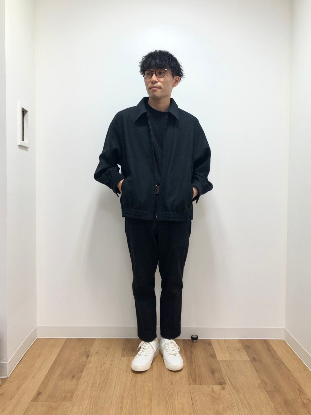 ブラッシュドジャージーオーバーサイズブルゾン」の着用