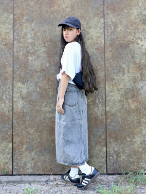 フィット＆フレアパネルロングスカート グレー DRESSLAVE（ドレスレイブ）の「fit & flare panel long skirt