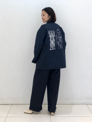 新品☆6L♪紺系ストライプ♪うすかるストレッチ♪ワイドパンツ♪〇G445 ウォッシャブル】パンツ ストレート ニット ストレッチ ネイビー