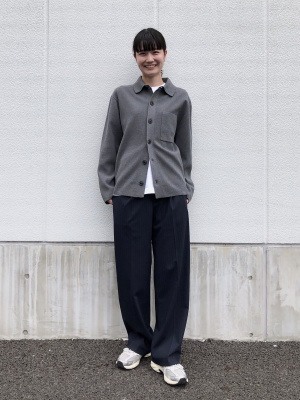 ヴィンテージ スラックス ストライプ コインポケット タック ワイド XL antiqua ツイルタックワイドパンツ パンツ レディース ボトムス