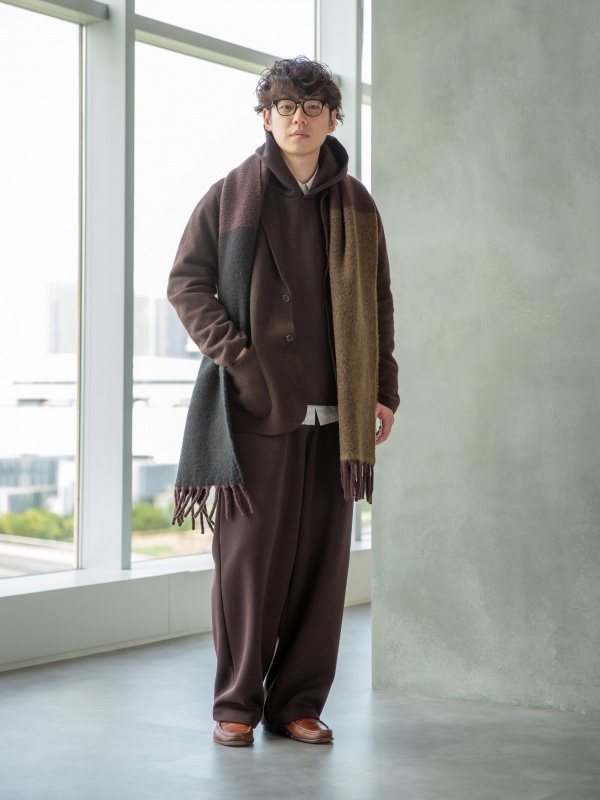 リラックスVネックセーター、ブロードオーバーサイズシャツ/ストライプ