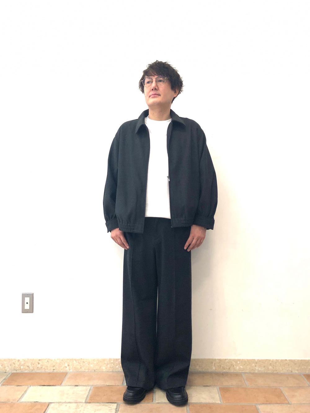 ブラッシュドジャージーオーバーサイズブルゾン」の着用コーディネート