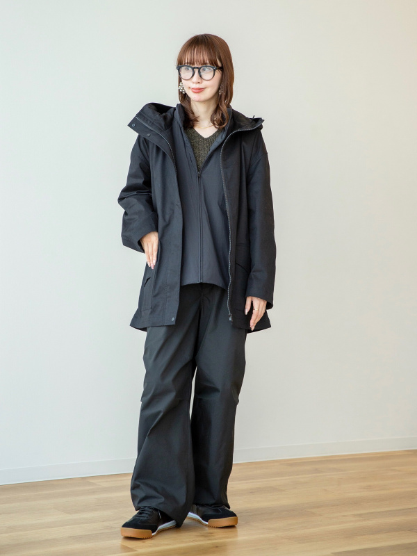 完売傑作 UNIQLO C 3WAYコットンオーバーサイズハーフコート XXL黒 3WAYコットンオーバーサイズハーフコート（レディース）の着用