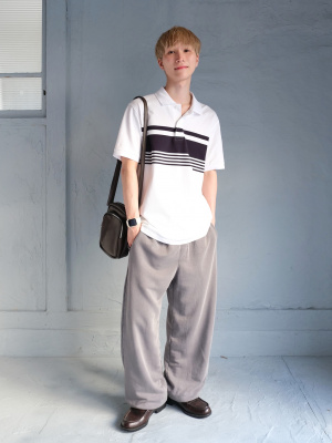 45rpmゆったりボーダーカノコポロシャツ 45rpmゆったりボーダーカノコポロシャツ