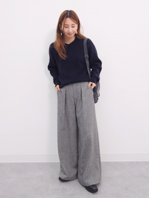 新品タグ付き　ユニクロC ツイードタックワイドパンツ　64 ユニクロ公式 | ツイードタックワイドパンツ セットアップ可能