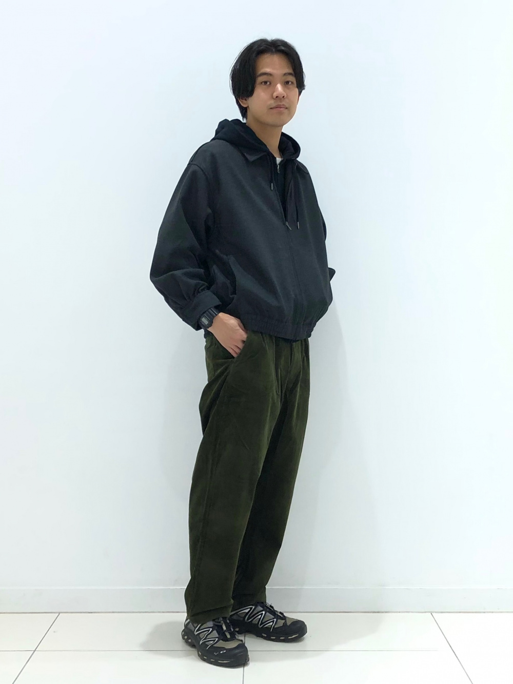 ブラッシュドジャージーオーバーサイズブルゾン」の着用コーディネート