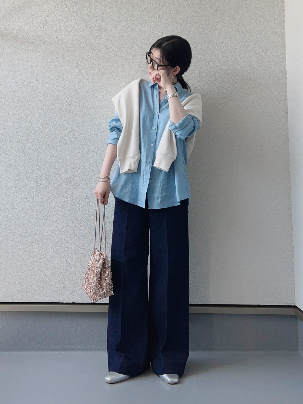 プレミアムリネンシャツ、リネンブレンドタックテーパードパンツ」の