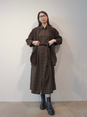 XL ユニクロC ニットジャケット　ブラウン 茶色 UNIQLO - UNIQLO C ニットジャケット M 、ダークブラウンの通販