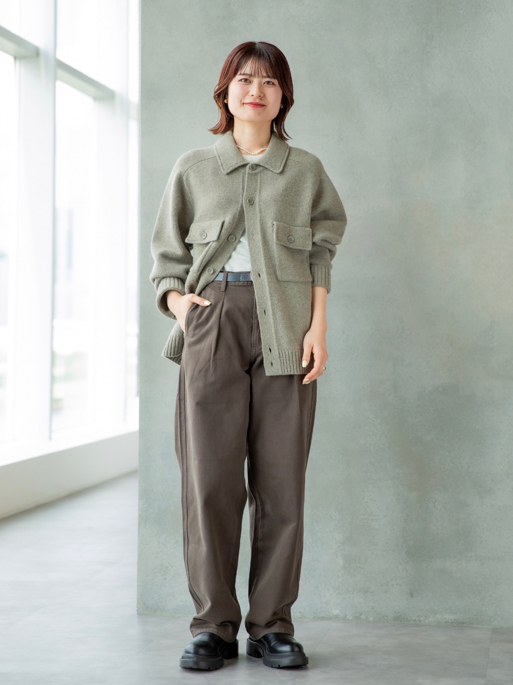 ユニクロ U 2024AW ラムニット ジャケット M グリーン