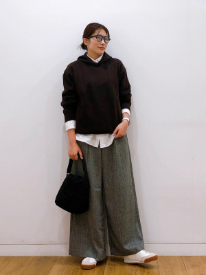 美品】UNIQLOC ユニクロC ツイードタックワイドパンツ 64 - メルカリ