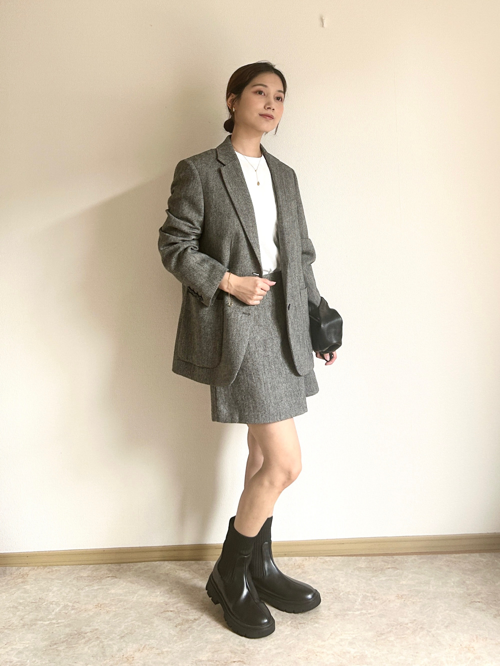 UNIQLO ツイードオーバーサイズジャケット Mサイズ UNIQLO - UNIQLO:C ツイードオーバーサイズジャケット Mの通販