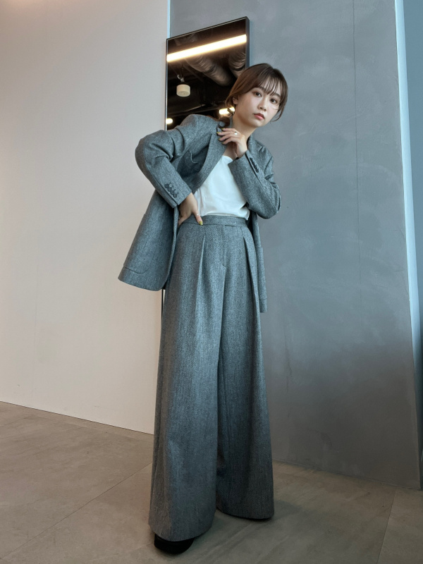 UNIQLO Cツイードオーバーサイズジャケットタックワイドパンツ 