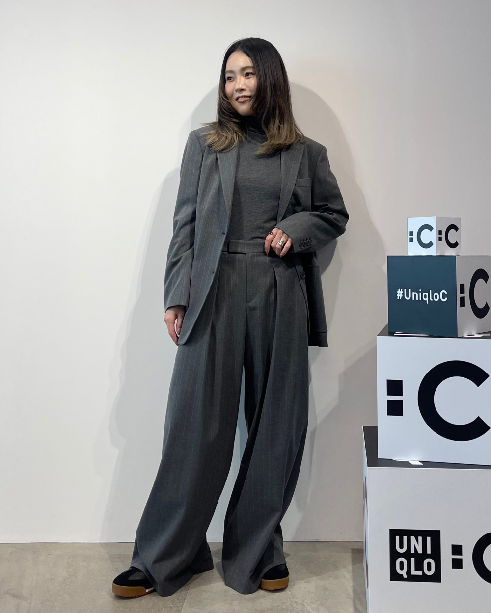 UNIQLO Cオーバーサイズジャケット＆タックワイドパンツ セット リラックステーラードジャケット、タックワイドストレートパンツ