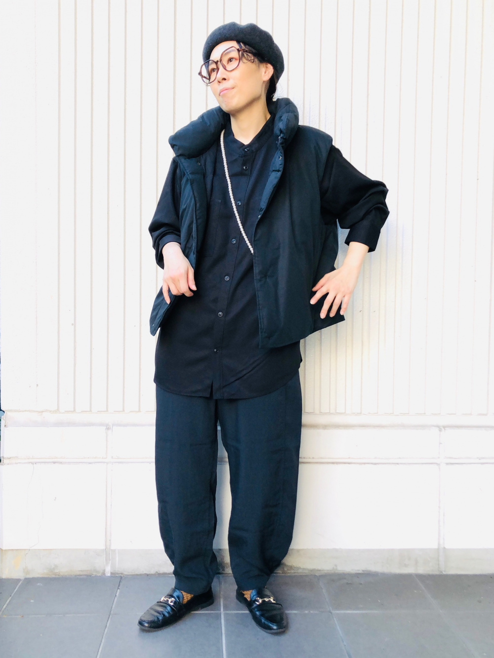 ユニクロ　パフテックノンキルトベスト　ブラック　L パフテックノンキルトベスト」の着用コーディネート| ユニクロ公式