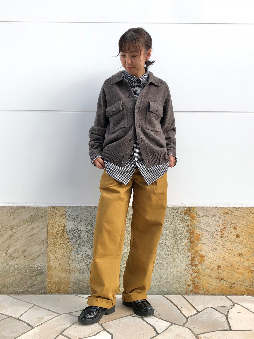 ラムニットジャケット、ラムポケットクルーネックセーター」の