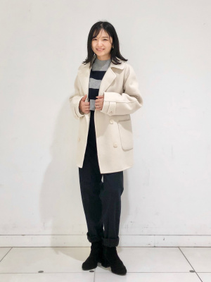 アニオナ　ダブルフェイスチュニックコート/ミンク袖 アニオナダブルフェイスチュニックコート/ミンク袖