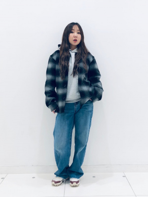 ゆーたん　ルシェルブルー　ダブルブレステッドシャツジャケット 毛ブレンド ダブル ジャケット