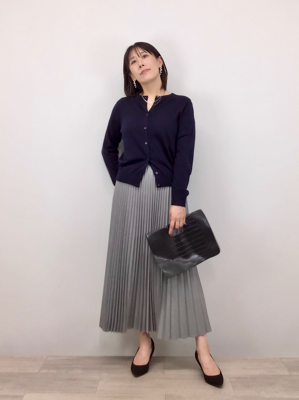 カシミヤクルーネックショートカーディガン、カシミヤクルーネック