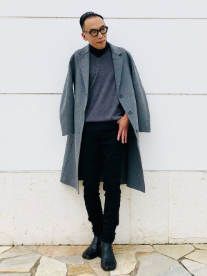 新品　UNIQLO ダブルフェイスチェスターロングコート　Lサイズ　黒 ユニクロ公式 | ダブルフェイスチェスターロングコート