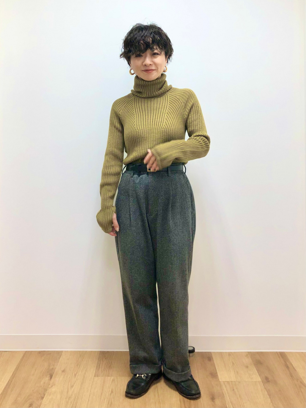 ユニクロ欧州特別コレクション　タックワイドパンツ　ヘリンボーン　XL ユニクロ公式 | タックワイドパンツ／ヘリンボーン