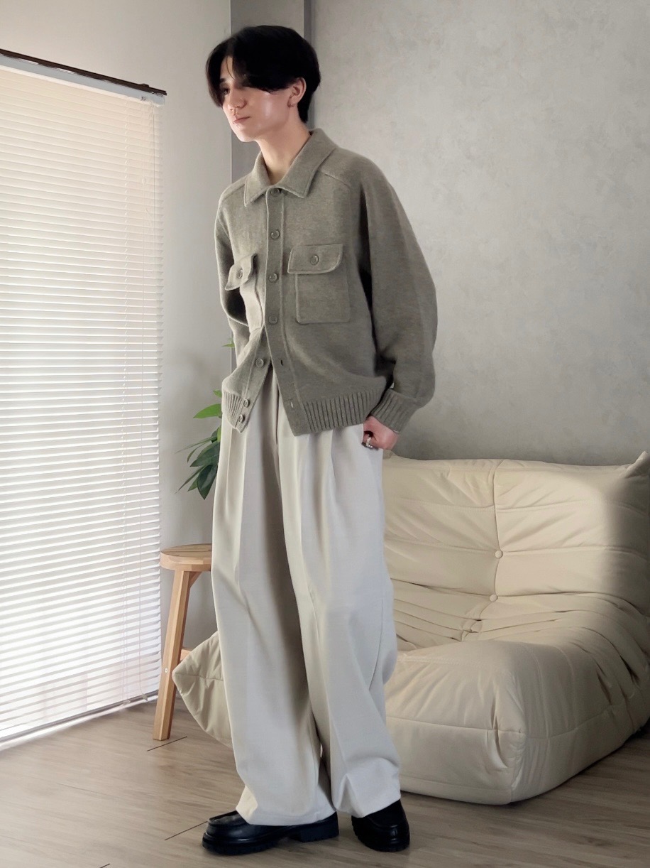 新品】UNIQLO U ラムニットジャケット ユニクロ グリーン S