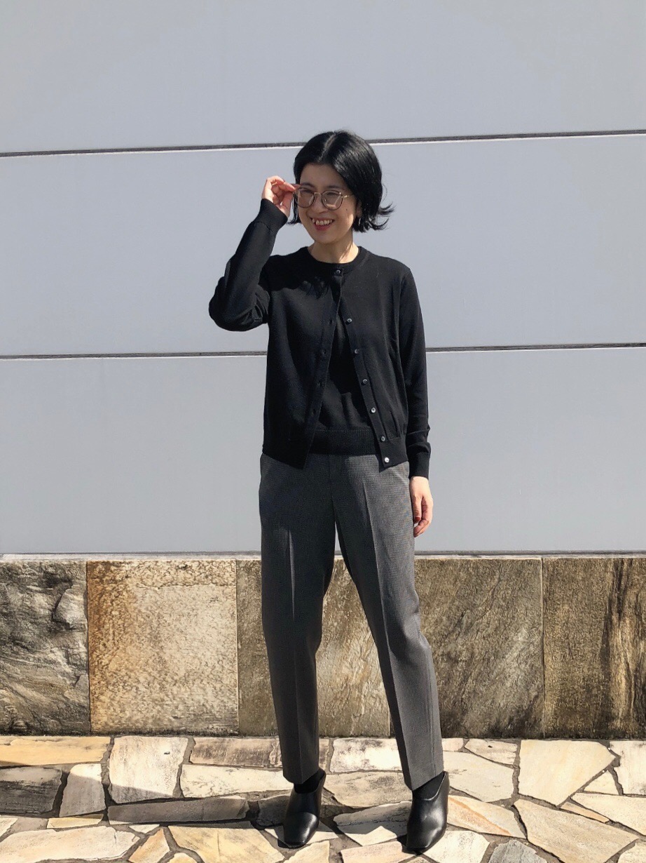 メリノリブポロカーディガン　黒　M 新品 UNIQLO メリノリブポロカーディガン 長袖ニット M ブラック 黒