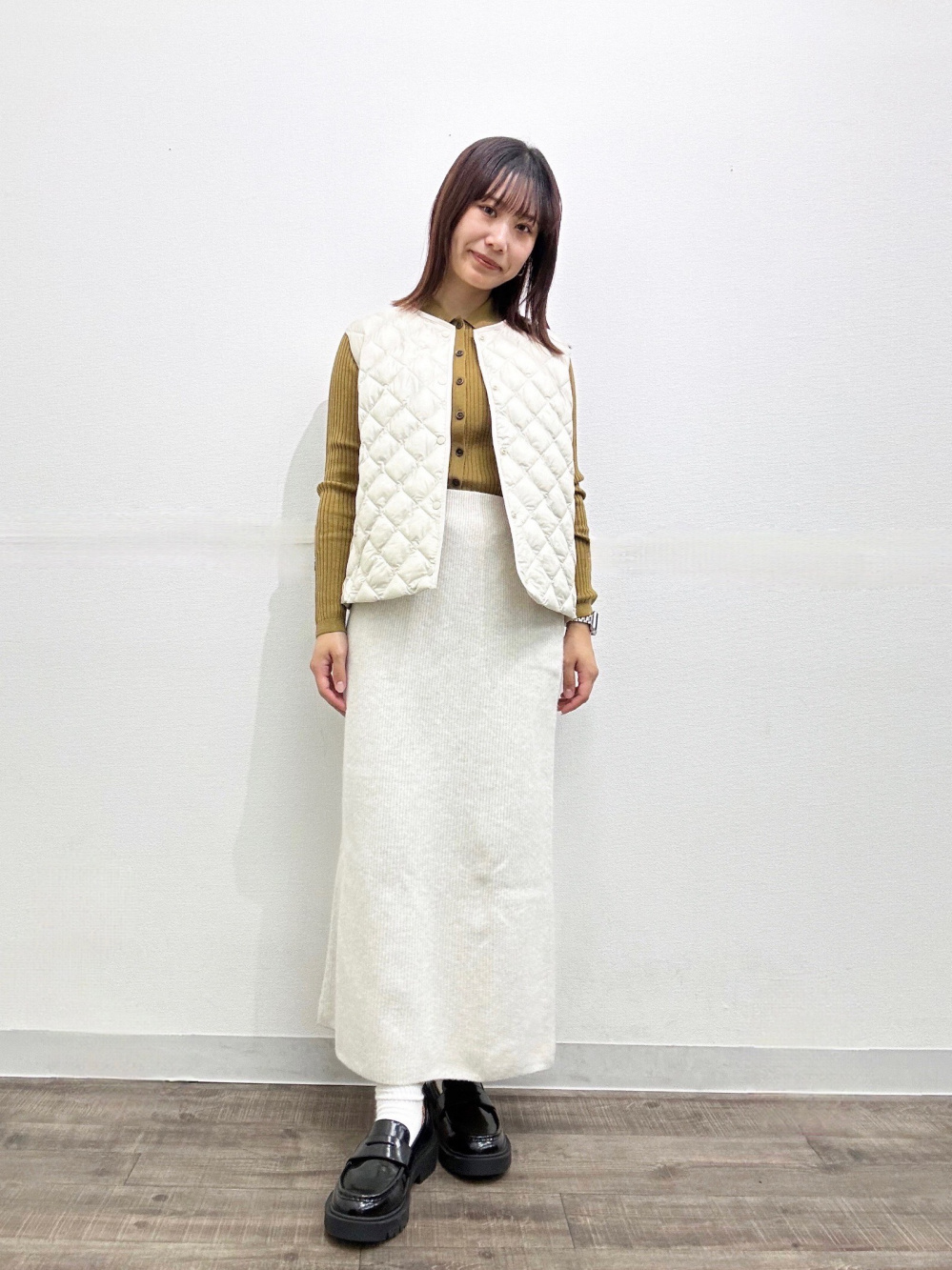 パフテックキルティングベスト/ウォームパデッド」の着用