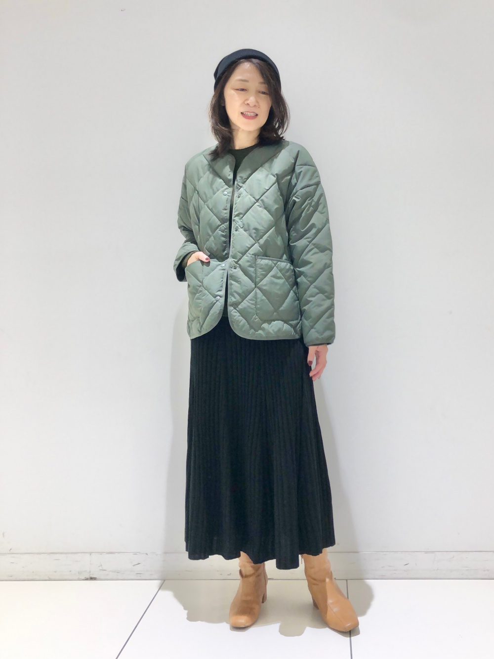 カシミヤクルーネックショートカーディガン、カシミヤクルー