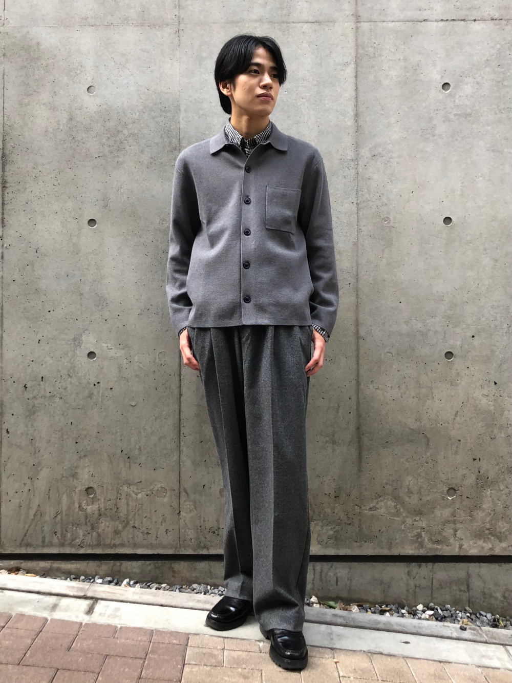 ユニクロ欧州特別コレクション　タックワイドパンツ　ヘリンボーン　M ユニクロ欧州特別コレクション タックワイドパンツ ヘリンボーン M