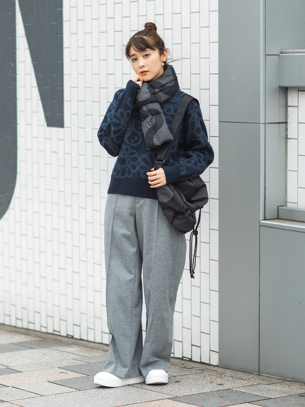 ユニクロ　マリメッコ　コラボ　マフラー　ダークグレーとブルー系2色セット UNIQLO - ユニクロ マリメッコ コラボ マフラー ダークグレーとブルー