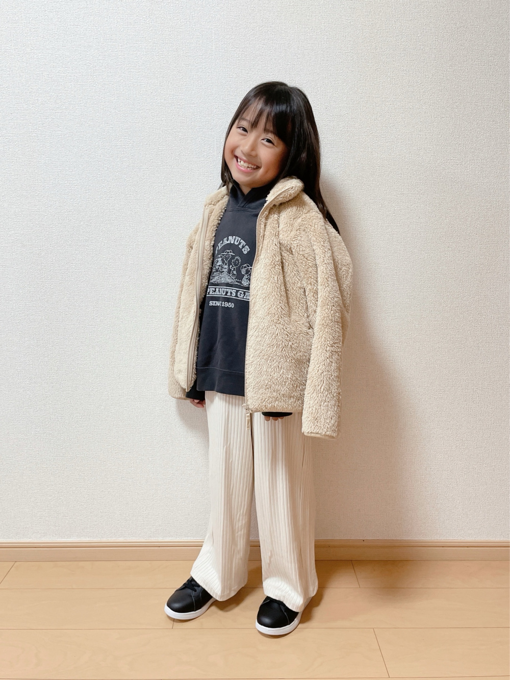 110cm ユニクロフリースジャケット&キルトズボン 若々しく