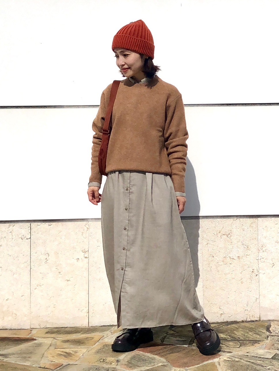 ベルテッドシャツワンピース、カシミヤクルーネックショート