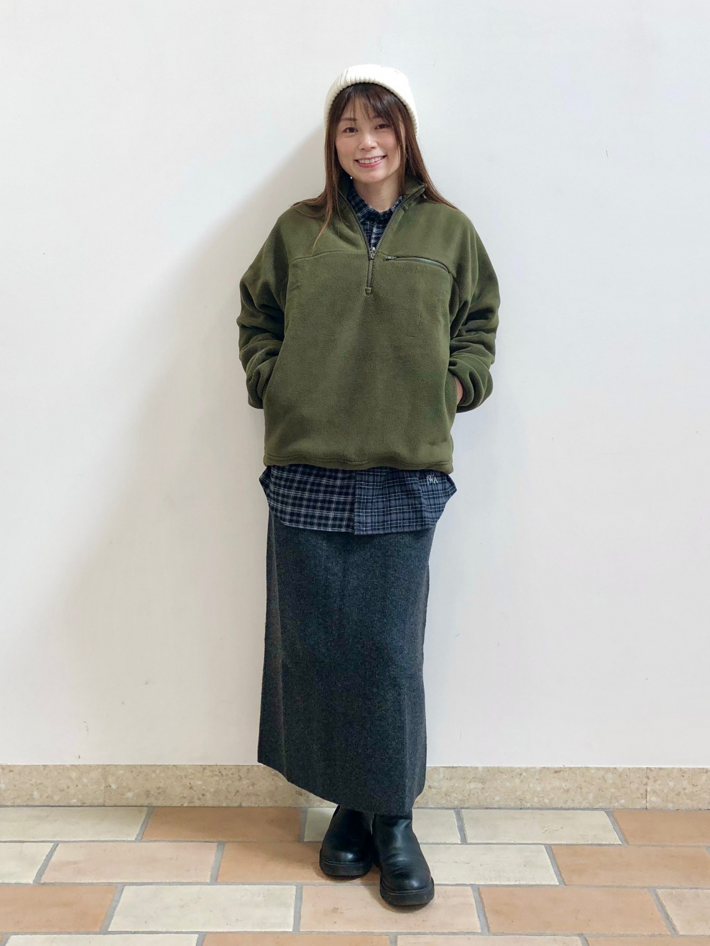 新品【UNIQLO 】ユニクロウールブレンドダッフルコートS チェック　グリーン ウールブレンドダッフルコート、フランネルシャツ/チェック」の
