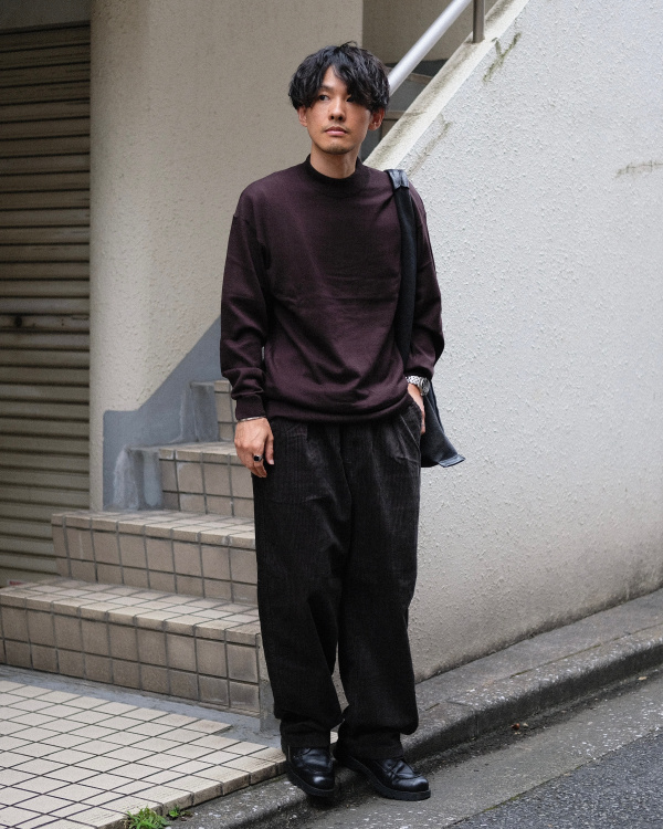 コーデュロイタックワイドパンツのコーディネート・着用イメージ