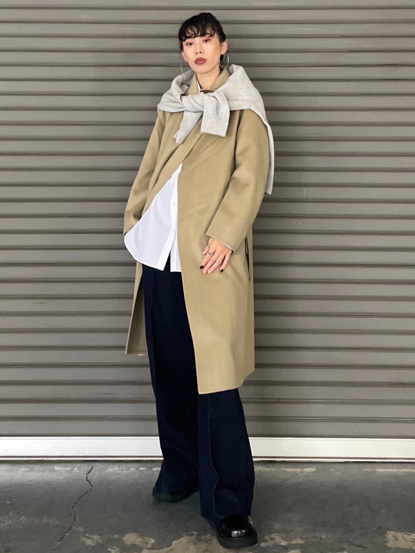 K*h様 ユニクロUダブルフェイスラップコートXXLサイズ黒ユーズド新品‼️ ユニクロUダブルフェイスラップコートXXLサイズ黒ユーズド新品