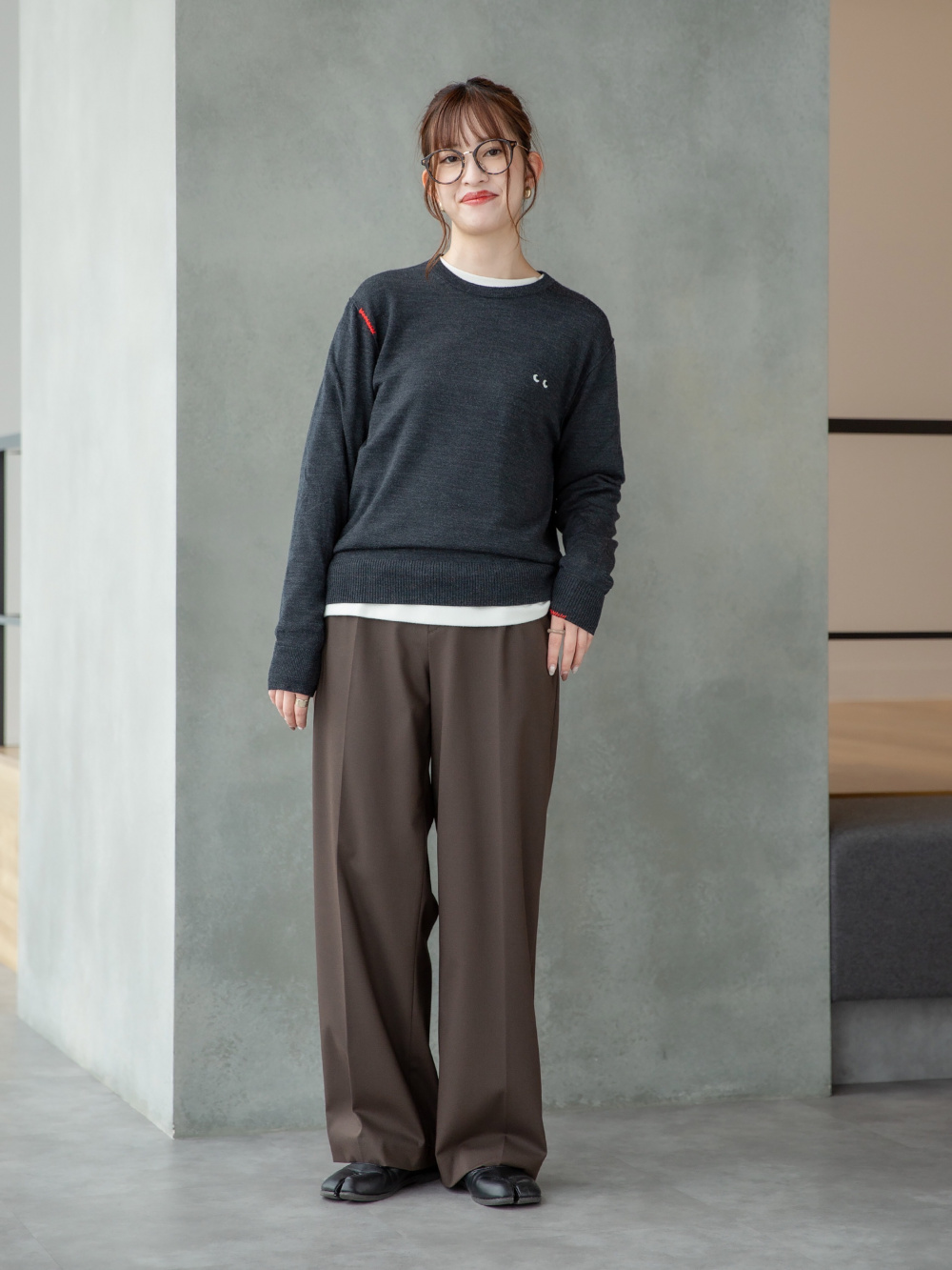 ダブルジャケット、タックワイドパンツ」の着用コーディネート
